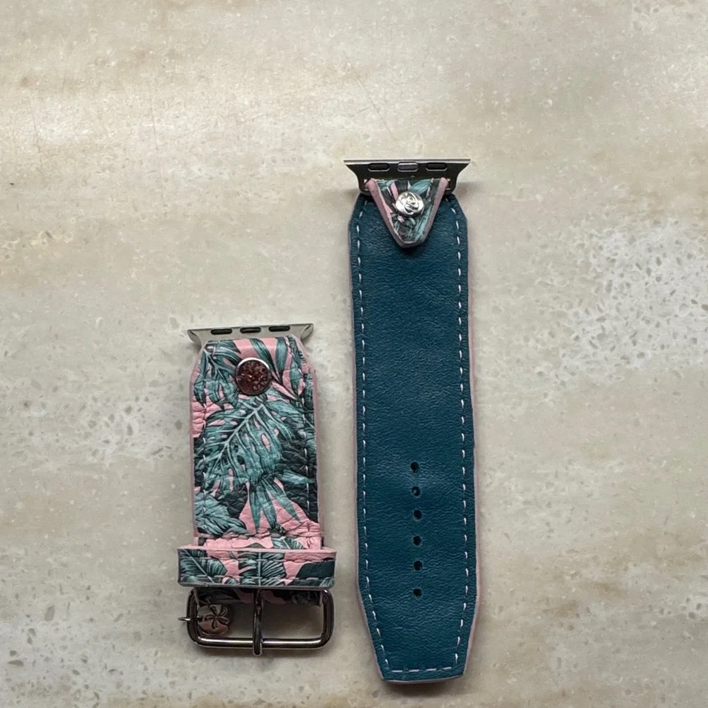 Pink & Teal Tropical Leather Watch Band for Women